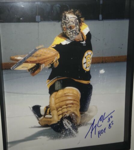 Gerry Cheevers Signed 8x10 with HOF inscription