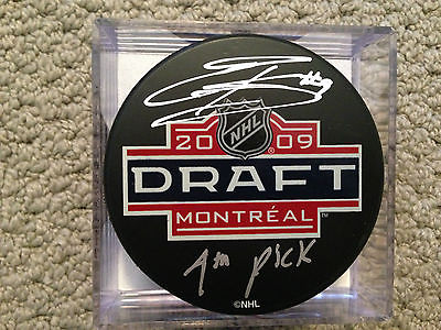 EVANDER KANE DRAFT PUCK 4TH PICK SIGNED INSC COA AJ SPORTS WORLD