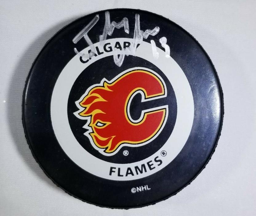 Johnny Gadreau autographed Calgary Flames puck COA