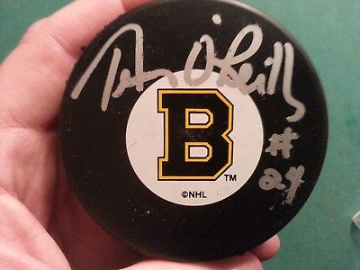 Terry O'Reilly Autographed Puck Fleer 111of150 - Boston Bruins #24 NHL Enforcer