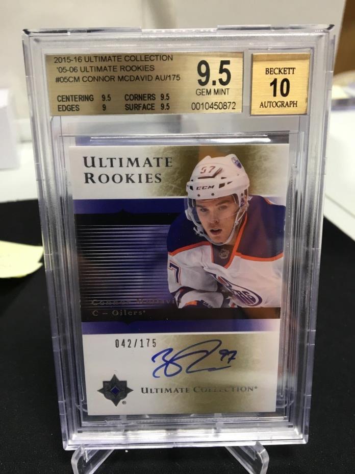 2015-16 Ultimate Collection Connor McDavid Rookie Auto 042/175 BGS 9.5/10