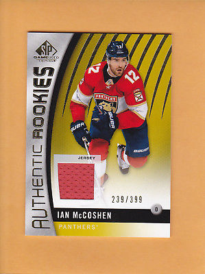 IAN MCCOSHEN 2017 18 SP GAME USED GOLD ROOKIES SP 399 JERSEY # 158 PANTHERS