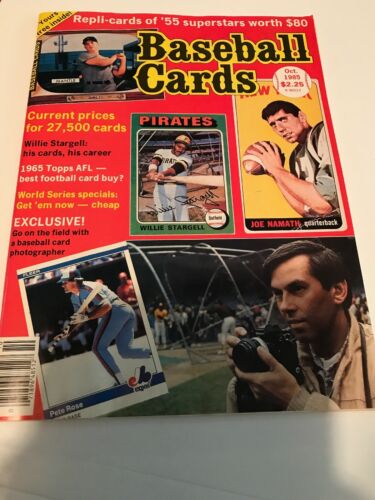 Baseball Cards Magazine October 1985 Joe Namath w/Mint Cards - Mantle And Banks