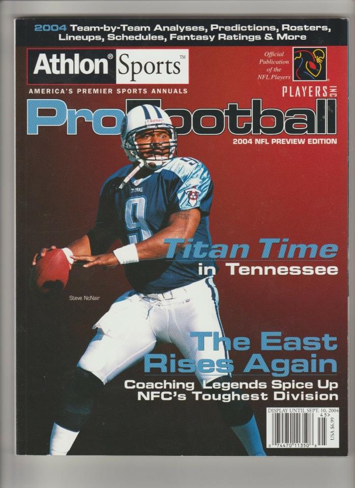 2004 Athlon NFL preview Steve McNair Titans Ben Roethlisberger Rookie Year