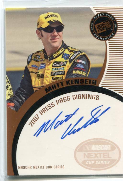 2007 Press Pass - MATT KENSETH - Autograph - NASCAR