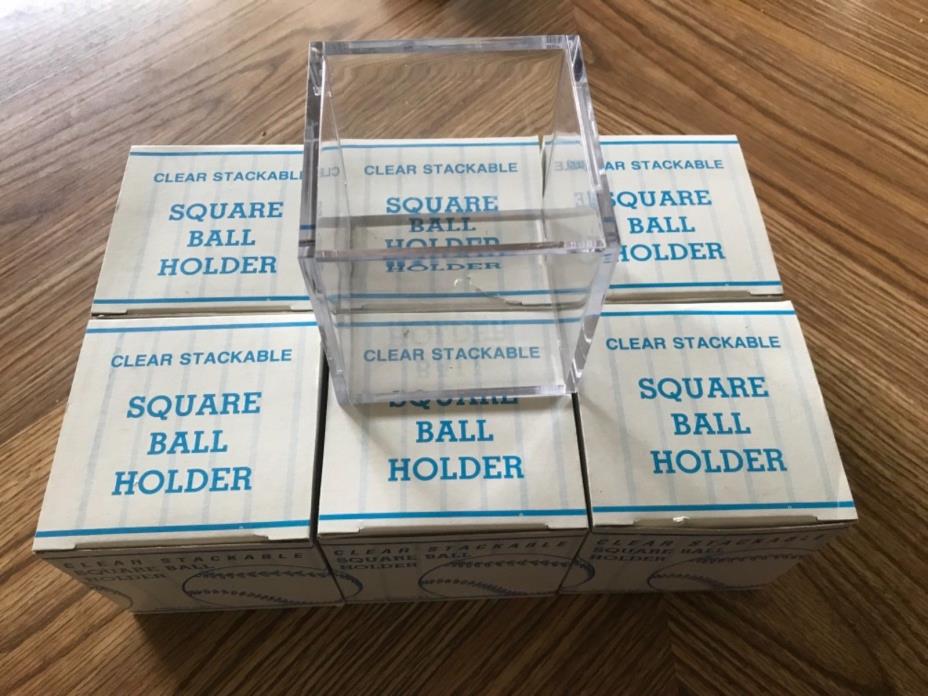 “NEW” SQUARE BALL HOLDER (CLEAR STACKABLE) LOT OF (6) HOLDERS