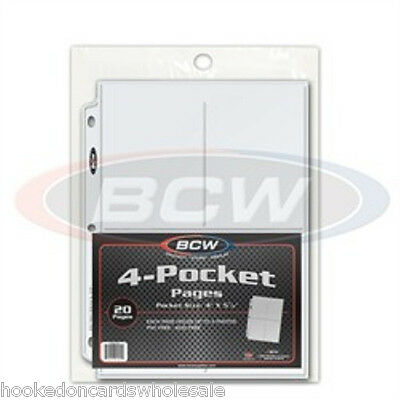 1 Pack of 20 -  BCW 4 Pocket Pages Postcard Photo Sheets Holders - brand new!