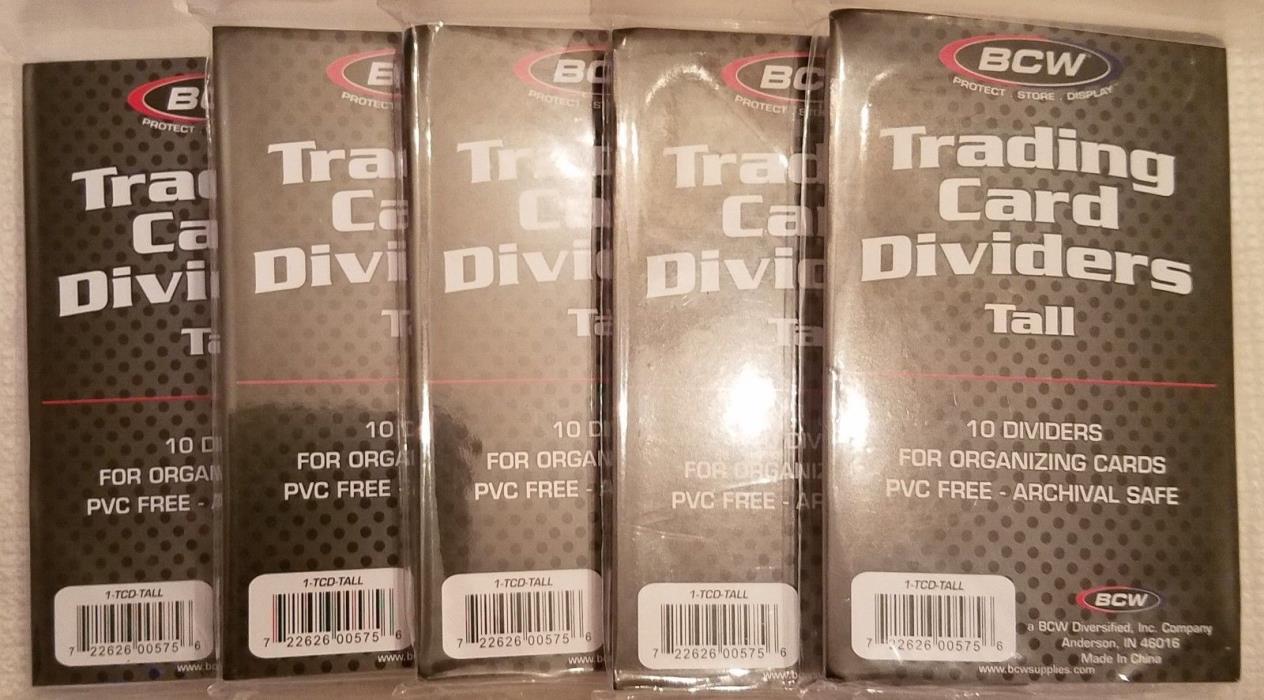 50 (5 pack) White Tall Trading Card Dividers - Sports, Magic, Pokemon Cards -BCW