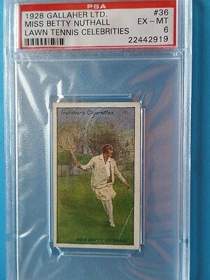 1928 GALLAHER Ltd. Lawn Tennis Celebrities BETTY NUTHALL Rookie card PSA 6 EX/MT