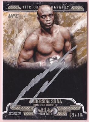 ANDERSON SILVA 2017 TOPPS TIER ONE SILVER UFC KNOCKOUT AUTO #09/10 ON CARD SIG