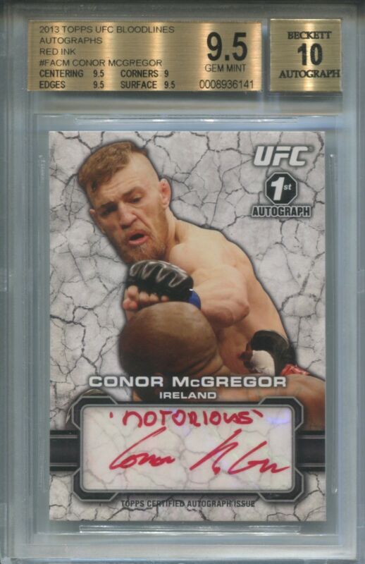 2013 Conor McGregor Topps UFC Bloodlines AUTO RED INK NOTORIOUS 13/15 BGS 9.5/10
