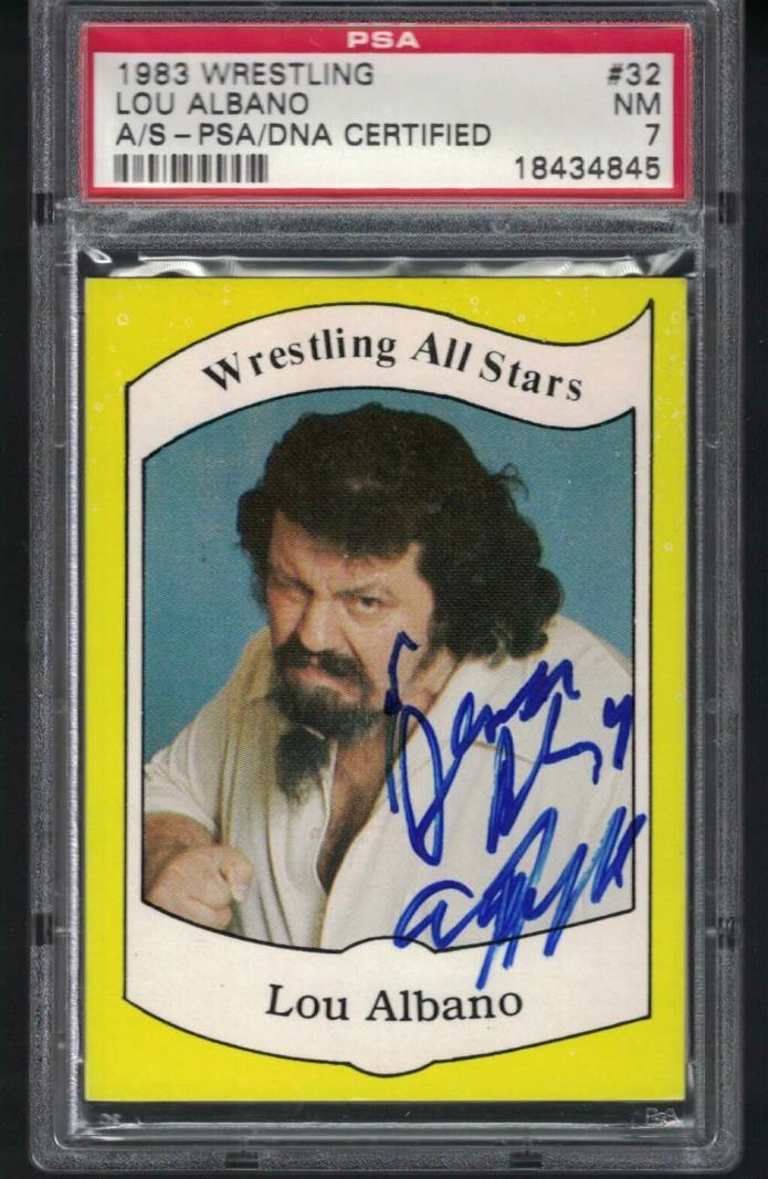 1983 Wrestling All Stars Card CAPTAIN LOU ALBANO Wrestler AUTOGRAPHED