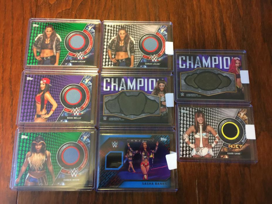 Topps WWE Women's Division Sasha Banks Eve Torres Bella Ember Moon Relic Lot 7