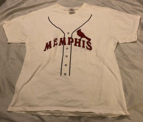 Vintage 1998 Memphis Redbirds White T-Shirt Pizza Hut Classic Logo Minor League