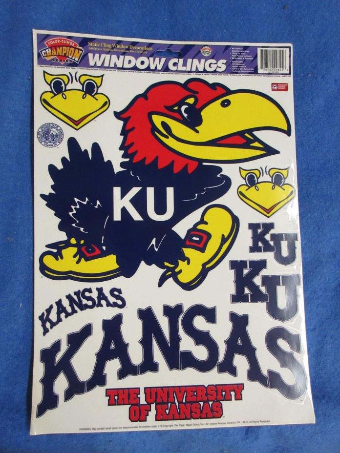 Kansas Jayhawks Window Stickers by Champion, Color Clings, Static Stickers