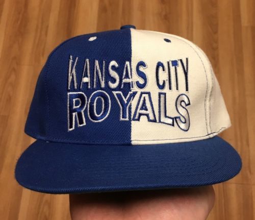 VTG Kansas City Royals Snapback Hat Two Tone Spell Out MLB Annco NOS 80’s 90’s