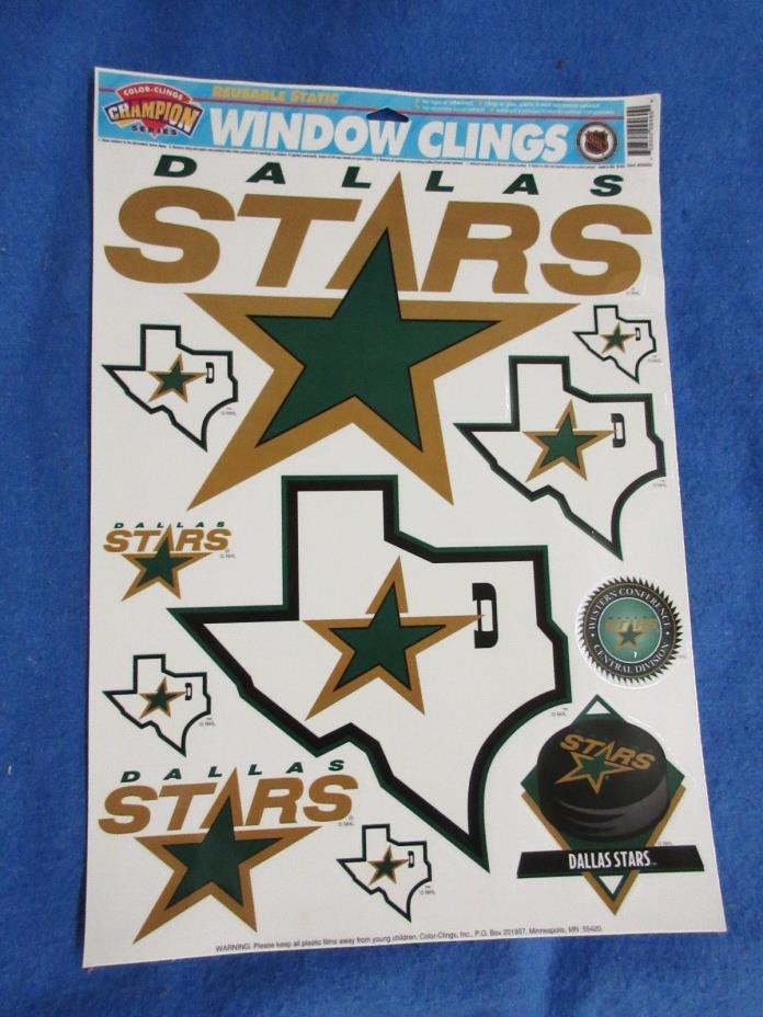 10 pack Dallas Stars Window Stickers by Champion, Color Clings, Static Stickers