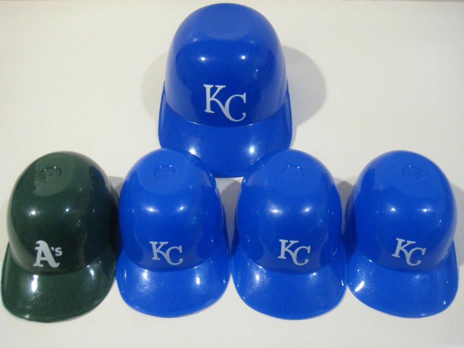 5x LOT - MLB Baseball Helmet Ice Cream Snack Bowl Large KC Royals, Oakland A's