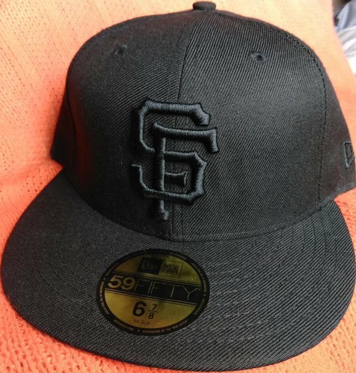 SAN-FRANCISCO-GIANTS-Black-on-Black-New-Era-5950-Hat-MLB-Baseball-Fitted-NWT