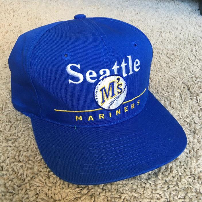 Vintage Seattle Mariners Snapback Hat Twins MLB Blue Yellow 90s 80s