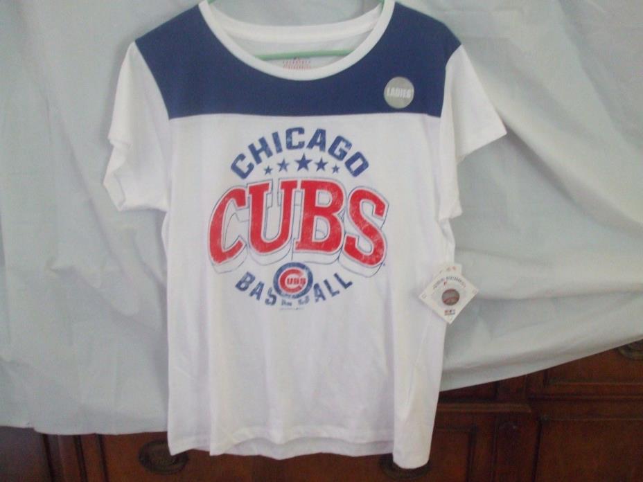 Campus Lifestyle-Wmn's Sz Med Chicago Cubs-White W/Red/Blu Shirt-NWT-L@@K