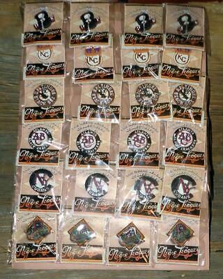 Negro Leagues Label Pins Lot of 24 Carded New Black Socks Cubans Crackers Barons