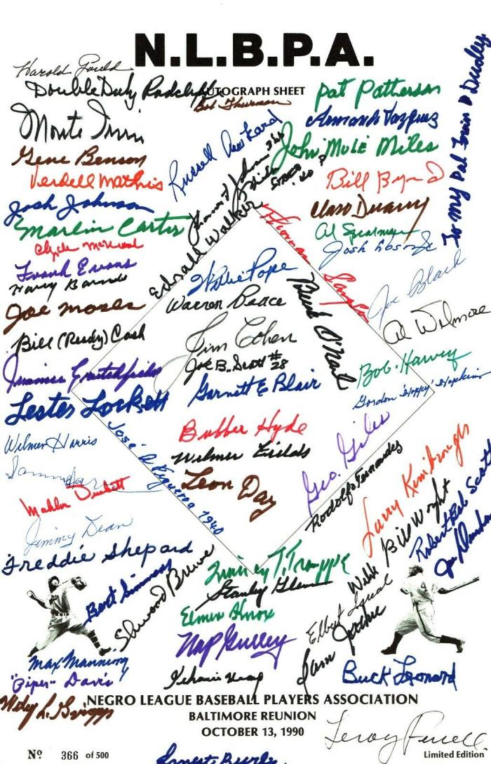 Negro Baseball League Association Signed 1990 Reunion Original 66 signatures JSA