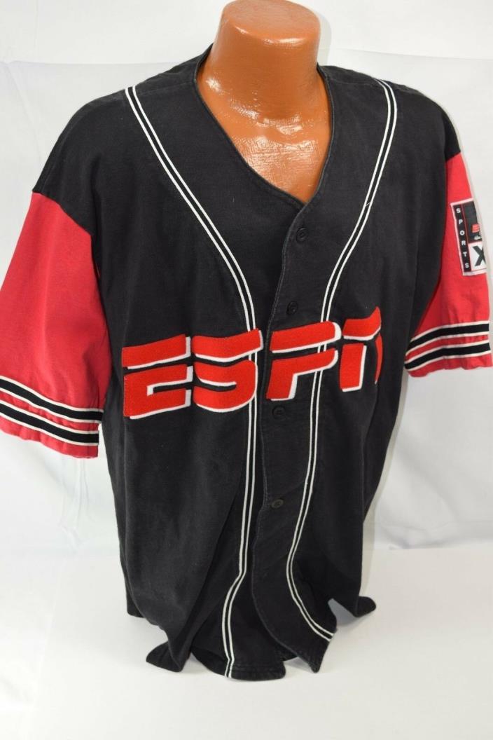 Vtg ESPN Club Baseball Jersey WALT DISNEY Embroidered Button Front Large USA
