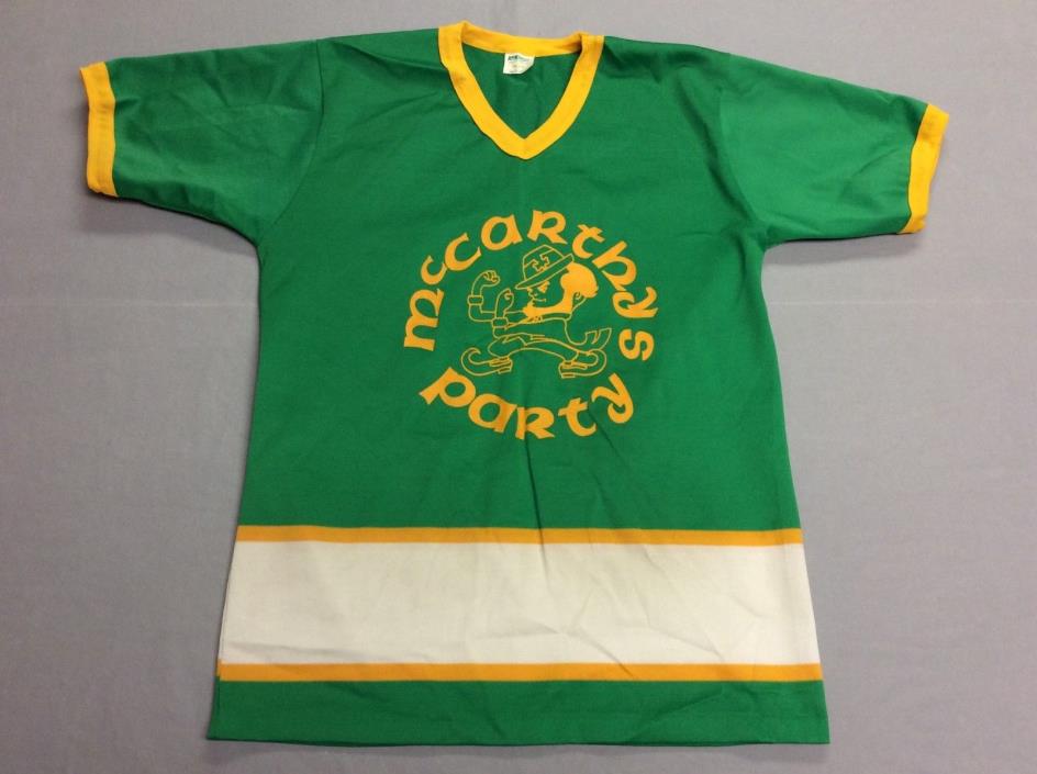 VTG 70S MCCARTHYS PARTY IRISH ST PATRICK'S DAY BASEBALL NYLON JERSEY MENS LARGE