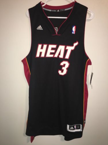 New Miami Heat Adidas #3 D.Wade Embroidered Stitched Jersey RARE Large +2 NWT