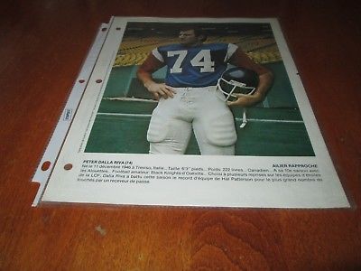 PETER DALLA RIVA    POSTER COLOR 8 BY 11 MONTREAL ALOUETTES  OCTOBER 1977