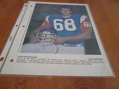 TONY PETRUCCIO    POSTER COLOR 8 BY 11 MONTREAL ALOUETTES  NOVEMBER 1979