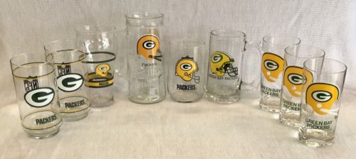 Vintage NFL Green Bay Packers Glass Collection