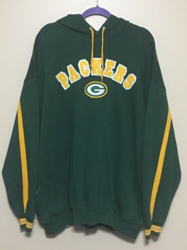 Mens Green Bay Packers Stitched Hoodie Sz 2XL XXL Hooded Sweatshirt NFL Pockets