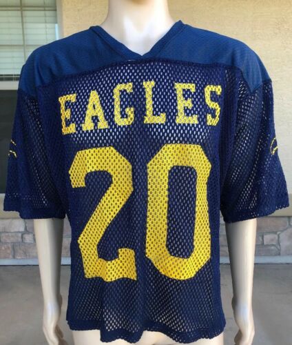 Vintage Fab-Knit Eagles Football Mesh Jersey USA Made Size Adult Large #20 Waco