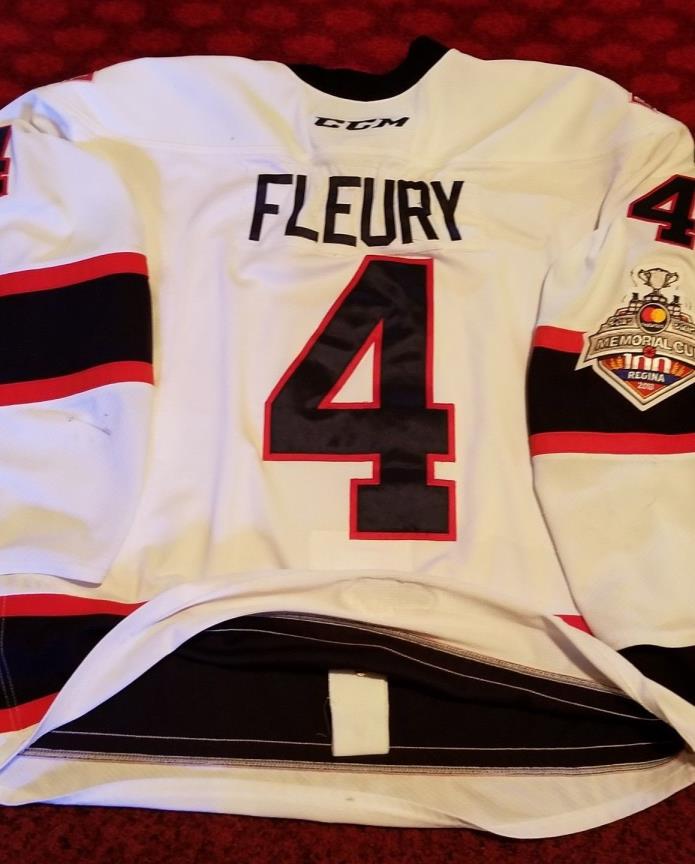 CALE FLEURY REGINA PATS GAME WORN MEMORIAL CUP FINALS JERSEY MONTREAL CANADIENS