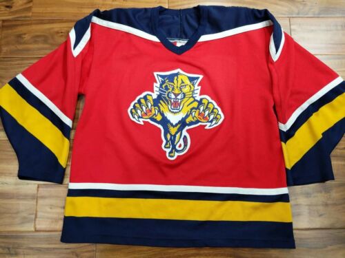 RARE VINTAGE 90s CCM Maska Florida Panthers NHL Hockey Jersey Men Large Red Sewn