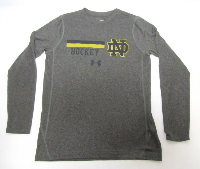 Men’s Notre Dame Hockey Under Armour Long Sleeve Shirt Small UA Loose Heatgear