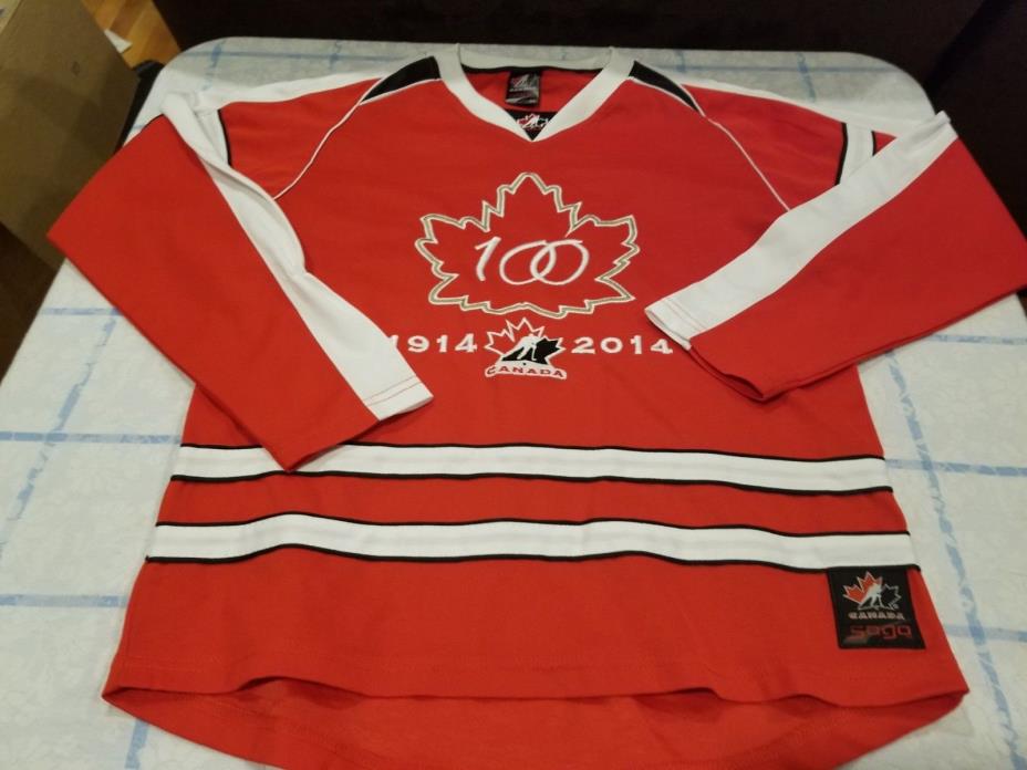 Vintage Canada Olympic Hockey Jersey Sogo Youth L Large Throwback