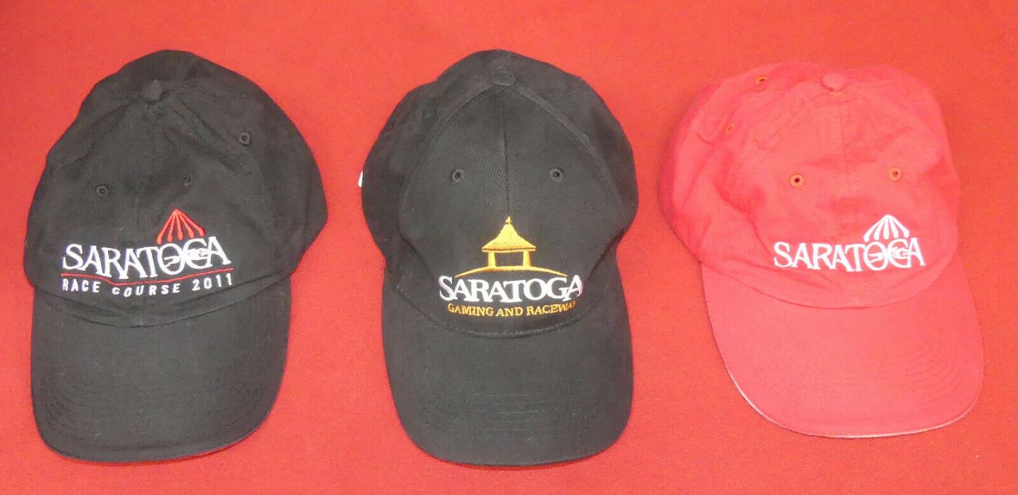 Lot 3x Saratoga Race Course Hats Baseball Caps - Red Black 2011 Gaming & Raceway