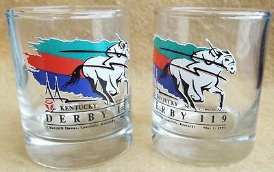 1993 KENTUCKY DERBY HORSE RACING SHOT GLASSES! SET OF 4!
