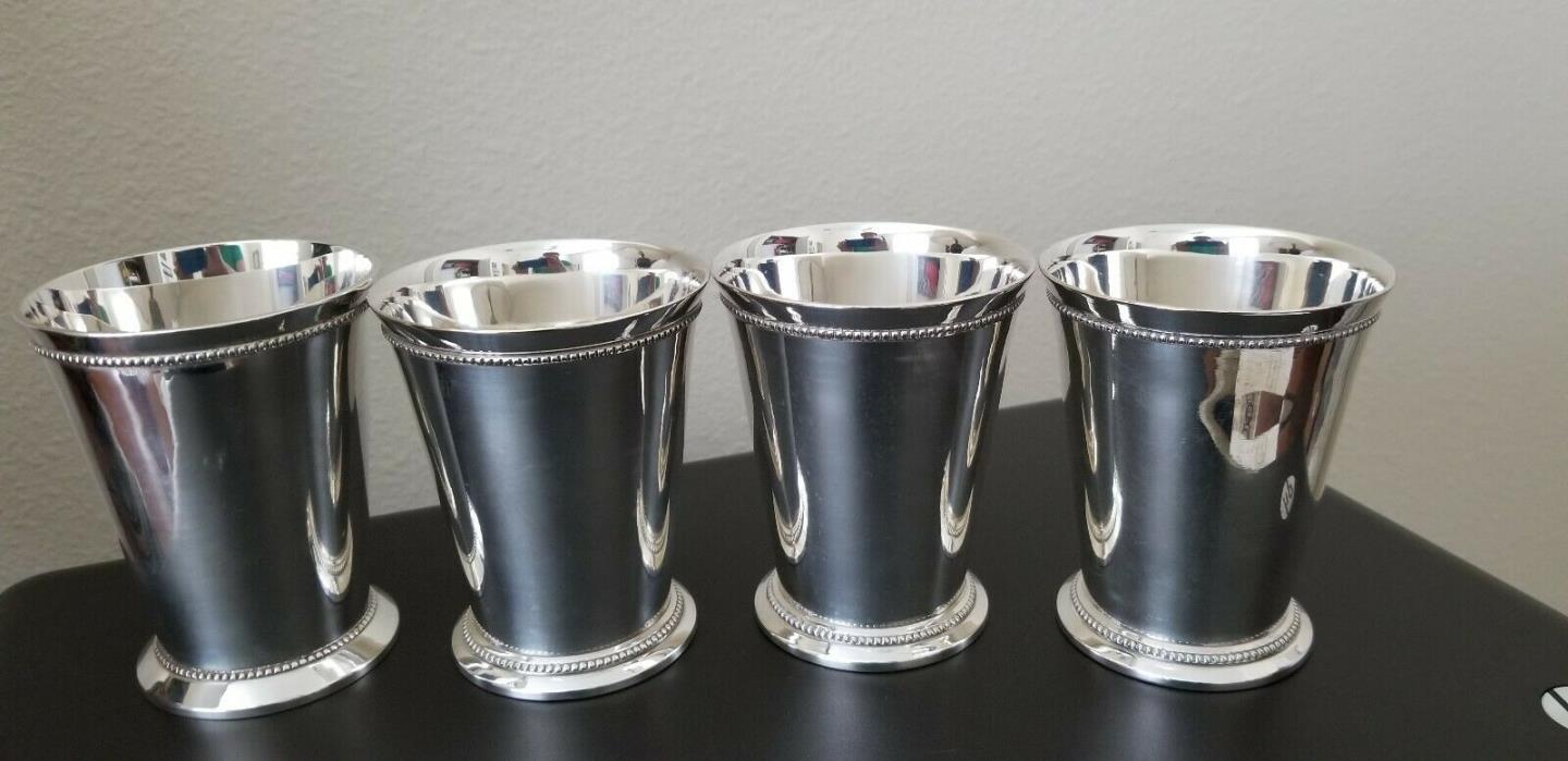 4 Silverplate Kentucky Derby Mint Julep Cups