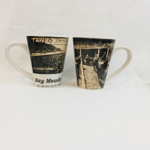 Set of 2 Vintage Bay Meadows Horse Track Coffee Mug