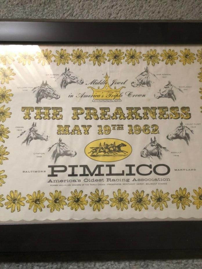 Preakness 1962 Pimlico Framed Place Mat