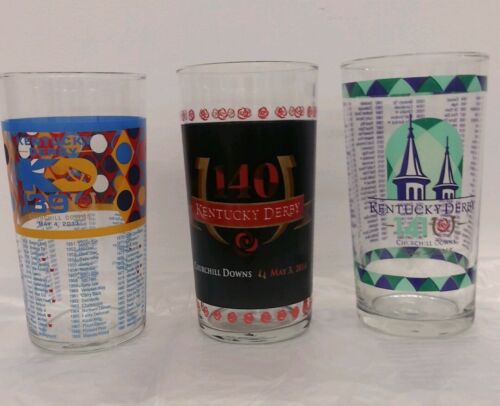 Set, Lot of 3 NEW - 2013, 2014 and 2015 Official Kentucky Derby Glasses!