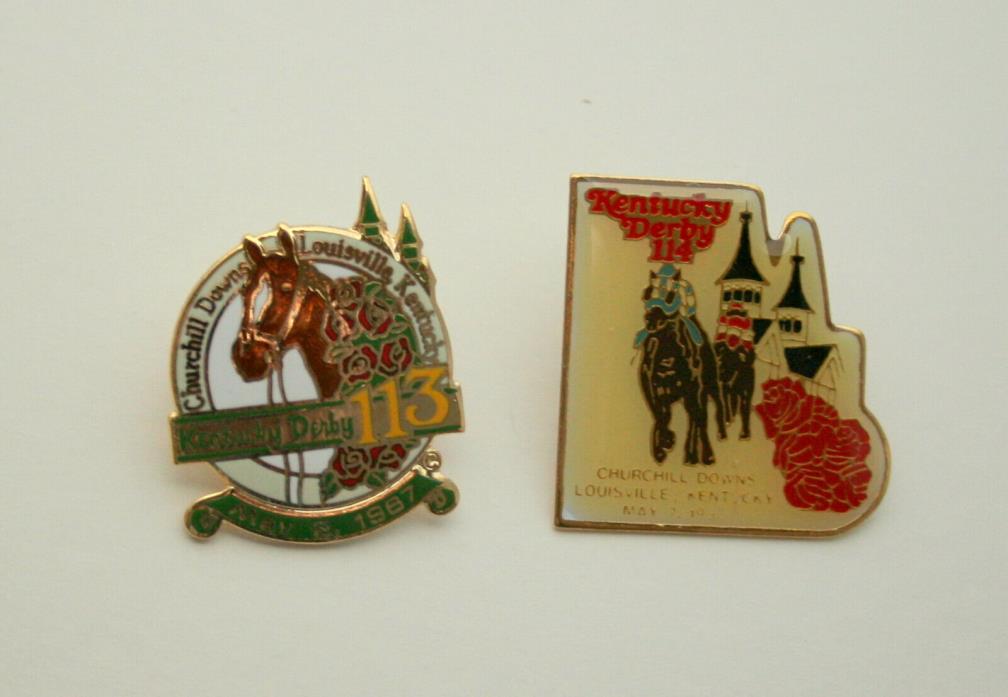 2 Kentucky Derby Horse Race Track Racing Hat Pin New NOS 1987 1988 MIB 113 114