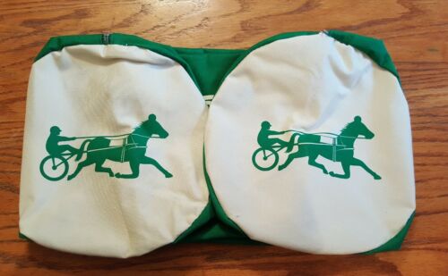 Vintage Saratoga Harness Green & White Souvenir Duffle Bag - Standardbred Horses