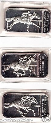 VERY RARE Secretariat .999 Silver VERY Low LE Matched Set 0452 / 9500 (3) 1 OZs!