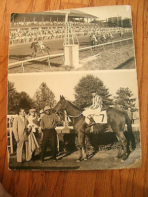 OLD B&W Horse Racing Photo Mounted on Cardboard Backing