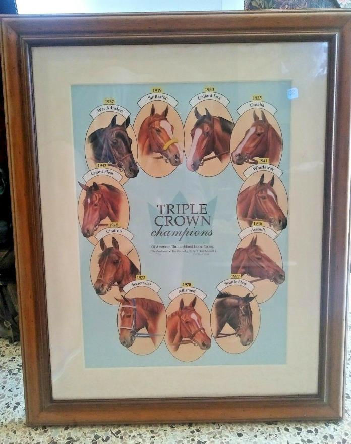 11 TRIPLE CROWN WINNERS horse racing BIG Wood FRAMED ART Rhode Print